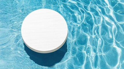 Sticker - White circle mockup floating on blue water.