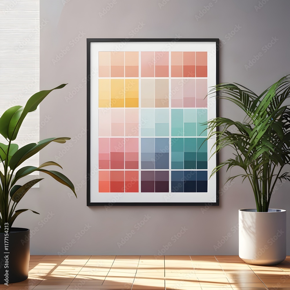 Artistic color palette display modern interior wall art bright space ...