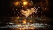 © Fiva - Wine glass shattering, exploding liquid, dark background with bokeh