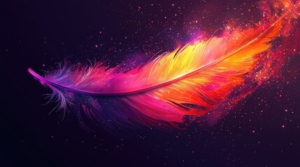 Wall Mural - Abstract image of Bird feather of a starry sky or space, consisting of points, lines, and shapes in the form of planets, stars and the universe. Vector business