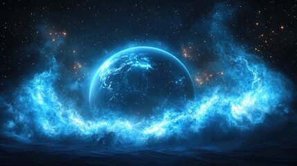 Wall Mural - abstract mash line and point earth in flames style on dark background with an inscription. world map