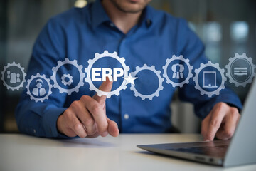 Fototapete - Comprehensive Understanding of Enterprise Resource Planning (ERP) Concept for Business Optimization and Streamlining Operations
