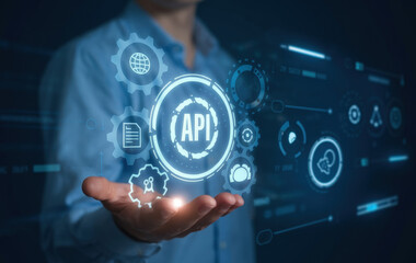 A Comprehensive Visual Representation of the Application Programming Interface (API) Concept, Ideal for Tech Tutorials, Articles, and Educational Materials