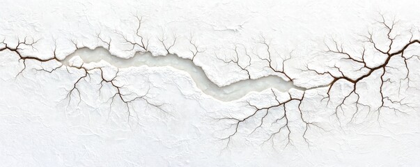 Poster - The image features a delicate, abstract design resembling a river with branching patterns, set against a light background.