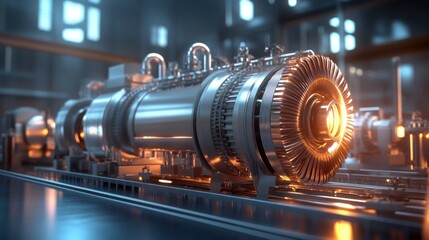 Poster - A futuristic turbine engine showcasing advanced industrial technology and design.