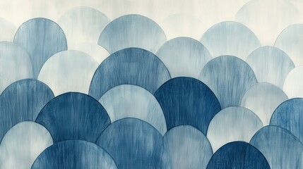 Aufkleber - Elegant blue and grey waves create a serene atmosphere in abstract art piece