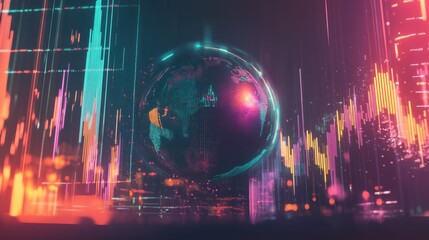 Leinwandbilder - Visual representation of global Forex market trends illustrating currency fluctuations and trading activity
