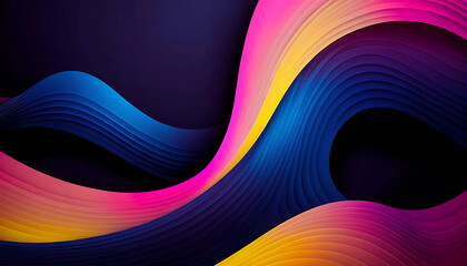 Grainy gradient background blue pink yellow abstract glowing color wave black dark backdrop poster header design