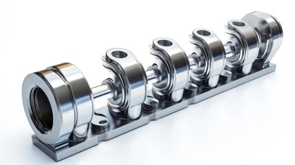 Poster - A metallic camshaft component used in automotive engines for valve timing.