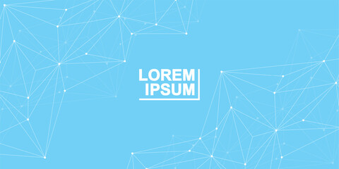 Wall Mural - geometric abstract background with connected line and dots. structure molecule and communication. bi