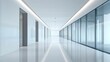 © yoga - A modern, minimalist corridor with glass walls and smooth flooring, suggesting a professional space.