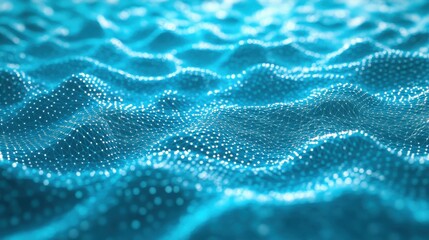 Wall Mural - abstract connected dots on bright turquoise background. technology concept