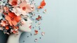 © Priyanut - Serene beauty: A woman's profile adorned with vibrant paper flowers and delicate butterflies.