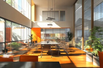 Wall Mural - bright modern office space with large windows