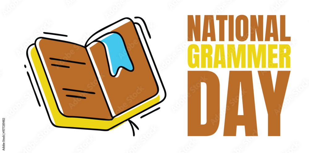 National Grammer Day, National day, banner and flyer, books, grammer ...