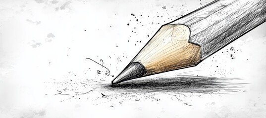 Wall Mural - black and white pencil drawing on a white background, sketch style illustration of writing concept