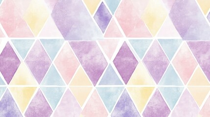 Poster - A pastel watercolor pattern featuring geometric diamond shapes in soft colors.