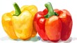 © Mandeep - two bell peppers, one yellow and one red
