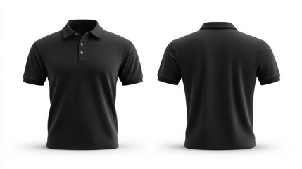 A blank black t-shirt mockup, showcasing both the front and back, with a clear and isolated background.