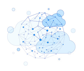 Abstract cloud big global data network API connection, wireframe monochrome connected dots in a sphere shape for worldwide business and internet technology vector illustration concept