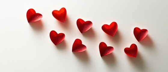 red heart shaped objects on white background