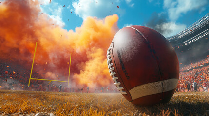 Wall Mural - Colorful smoke, american football, touchdown, super bowl