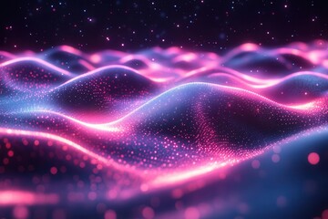 Wall Mural - abstract futuristic digital technology background with dynamic pink and blue neon light trails, high