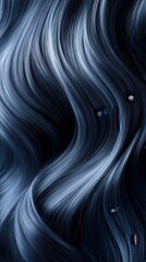 Poster - Flowing midnight waves create a cool-toned abstract pattern with smooth, glossy textures