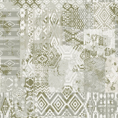 Wall Mural - native american traditional fabric patchwork grunge wallpaper vintage vector seamless pattern for sh