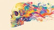 © Mandeep - colorful skull with paint dripping away