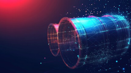 Fototapete - Abstract digital representation of interconnected barrels with a futuristic design.