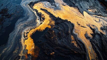 Poster - Abstract view of oil slick on water, showcasing vibrant colors and textures.
