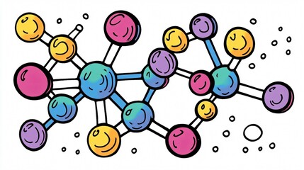 Wall Mural - Colorful Molecular Structure: A Whimsical Depiction of Scientific Discovery