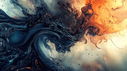 Poster - An abstract swirl of dark and vibrant colors, evoking motion and fluidity.