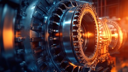 Poster - Close-up of a complex industrial turbine showcasing precision engineering and technology.