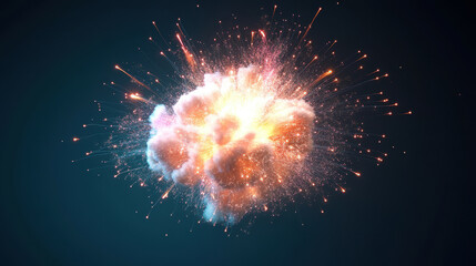 Wall Mural - colorful bursting fireworks explosion with sparks against a dark night sky