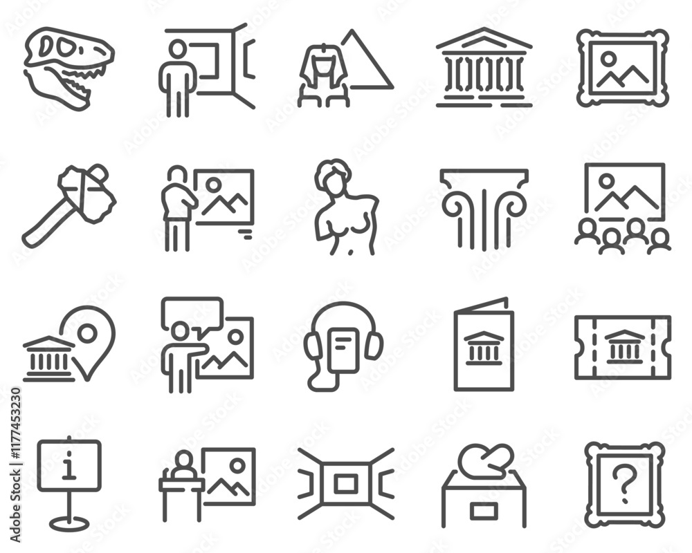 Simple Set of Museum Related Vector Line Icons. Contains such Icons as ...