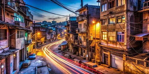 Naklejka na meble Long Exposure Photography: Izmir, Turkey Slums - Urban Decay and Resilience