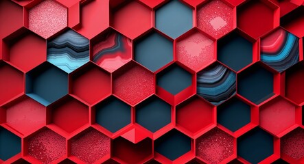 abstract hexagon pattern background in red pattern background