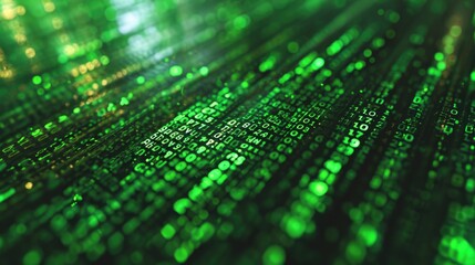 Digital Matrix Code Background in Green Tones