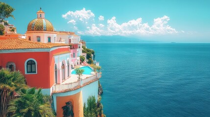 Wall Mural - Coastal Italian Villa with Ocean View and Pool