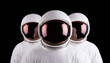 © Wirachai - Astronauts in white suits with reflective helmets against black background