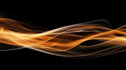 Wall Mural - Dynamic flow of golden waves abstract art digital dark background close-up visual conceptualization