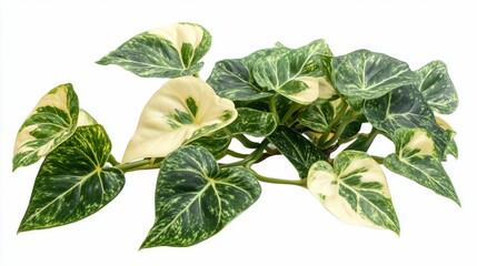 Variegated heart-shaped leaves, plant display, isolated background, aesthetic use