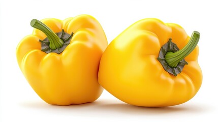 Wall Mural - Realistic Yellow Bell Peppers on White Background