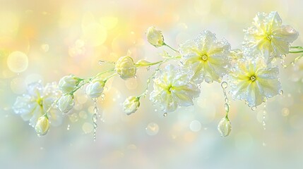 Wall Mural - soft focus image of a jasmine flower in full bloom, with water droplets on its petals, symbolizing p