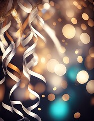Wall Mural - colorful streamers confetti party carnival bokeh background vertical