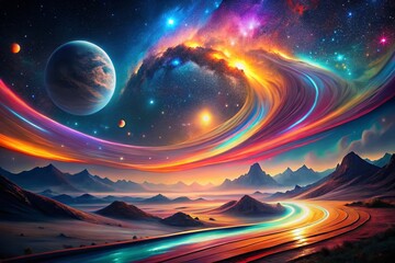Sticker - night photography: abstract flowing curves, layered colors, deep harmonious design