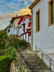 stairs to the mountain in the old village, beautiful building