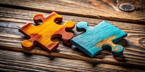 Sticker - opposite day puzzle: vibrant & rustic interlocking pieces on wood